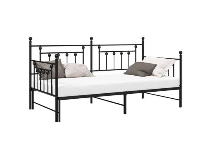 PUGYNBK Bettgestell für Tagesbett, Schwarz, 107 x 203 cm, Stahl Moderner rechteckiger Rahmen, pulverbeschichtet, kratzfest, elegante Rückenlehne, einfache Reinigung