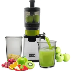 Tesla SlowJuicer SJ770 XXL Deluxe wolnoobrotowa wyciskarka do soków, Entsafter, Schwarz, Silber
