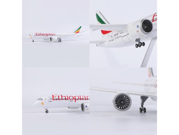 Modèle d'avion Ethiopian Airlines B787 à l'échelle 1/130, 43 cm, en résine, décoration pour la maison, kit de modélisme pour adultes, objet de collection