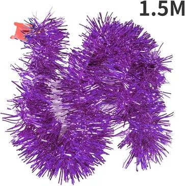 Combo Retail Shop Christmas PVC Tinsel Ribbon Garlands, Colorful Star Ornaments For Tree And Home Decor b purple