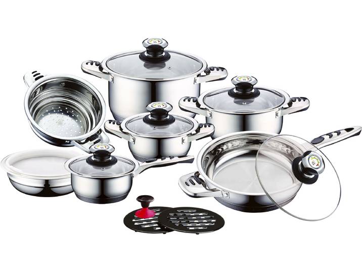 Topf-Set CS KOCH-SYSTEME Aurich , silber (silberfarben), Töpfe, Topf-Set, 16-teilig, Induktion
