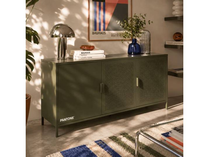 Buffet 3 portes métal vert olive 160cm