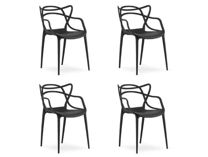 4er Set Kunststoffstühle KATO, schwarz