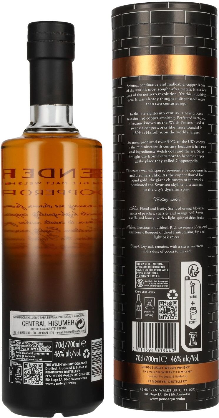 Penderyn Whisky Penderyn COPPEROPOLIS Icons of Wales Single Malt Welsh Whiskey Sweet Red Wine Finish 46% Vol. 0,7l in Geschenkbox