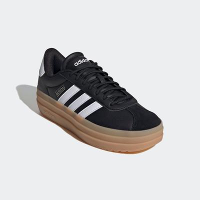 Plateausneaker ADIDAS SPORTSWEAR "VL COURT BOLD", Damen, Gr. 38,5, schwarz (core schwarz, ftwr weiß, cyber metallic), Leder, Synthetik, Schuhe Plateausneaker, Topseller