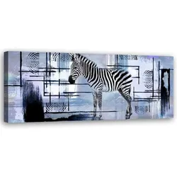 WANDBILD zebra blau abstrakt