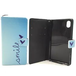 König Design Schutz Hülle für Sony Xperia M4 Aqua Smile Blau Tasche Case Cover + 1 Panzer Schutz Glas (Sony Xperia M4 Aqua), Smartphone Hülle, Blau