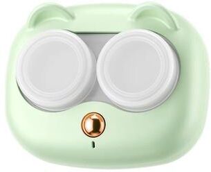 Inspired Living Portable Cat Shape Vibrating Contact Lens Cleaner Case Battery Powered Colored Lens Washer green