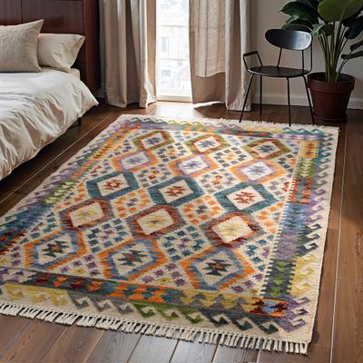 Teppich HANSE HOME "Kelim Oasis", bunt (creme multifarben), B:200cm H:3mm L:290cm, Baumwolle, Wolle, Teppiche, Teppich, Wolle, Baumwolle, Natur, Handgewebt, orientalisch, Boho, traditionell