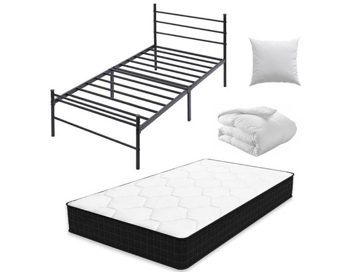 Frixovel Ensemble Matelas 90x190 et Lit avec Tête et Couette et Oreiller