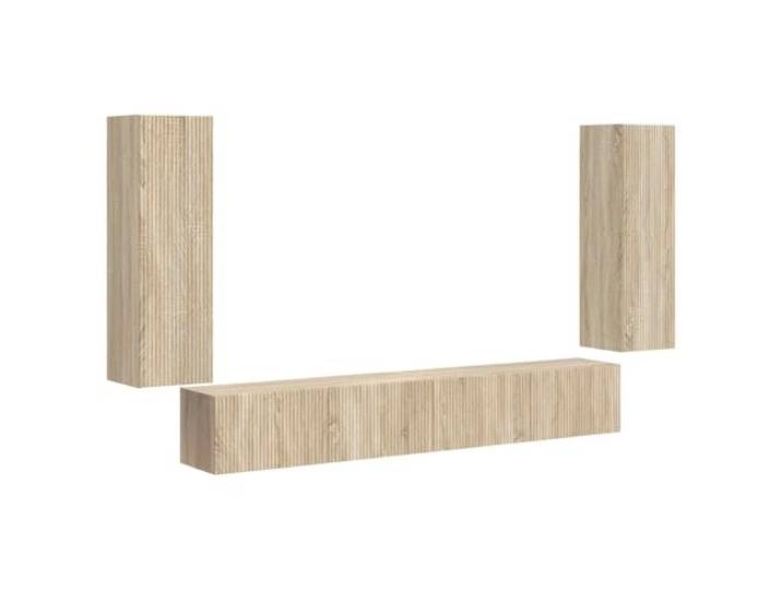 GKHPYURE TV-Schrank-Set zur Wandmontage, 4-teilig, Sonoma-Eiche Mehrschichtiges Holz, 10 Einlegeböden, 90-Grad-Scharniertüren, großer Raum, modernes Design