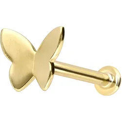 14 Karat Gold Labret mit Innengewinde SCHMETTERLING