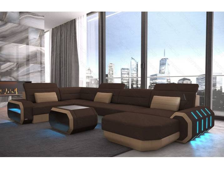 Wohnlandschaft Roma U-Form aus Stoff