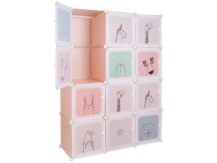 Armoire pour enfants HUOLE - Rose 4 couches - Chambre - Meuble de chambre