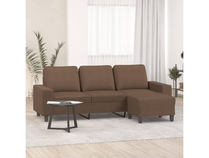 HEFZGDB 3-Sitzer-Sofa mit Hocker Braun 180 cm Stoff Bezug Wohnzimmer Sitzgruppe für Entspannung und Komfort, strapazierfähiges Gestell aus Sperrholz und Metall, atmungsaktive