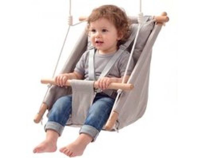 VEVOR 3-in-1 Babyschaukel Kinderschaukel 30kg Hängeschaukel aus Canvas Grau, für Indoor & Outdoor Geeignet, 5-Punkt-Gurt & Baumgurte, Hängesitz aus Holz mit Integriertem Kissen für Kleinkinder bis 3 Jahre