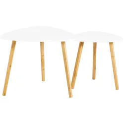 SoBuy Set aus 2 Satztischen Weiß 56x55x45cm Modern