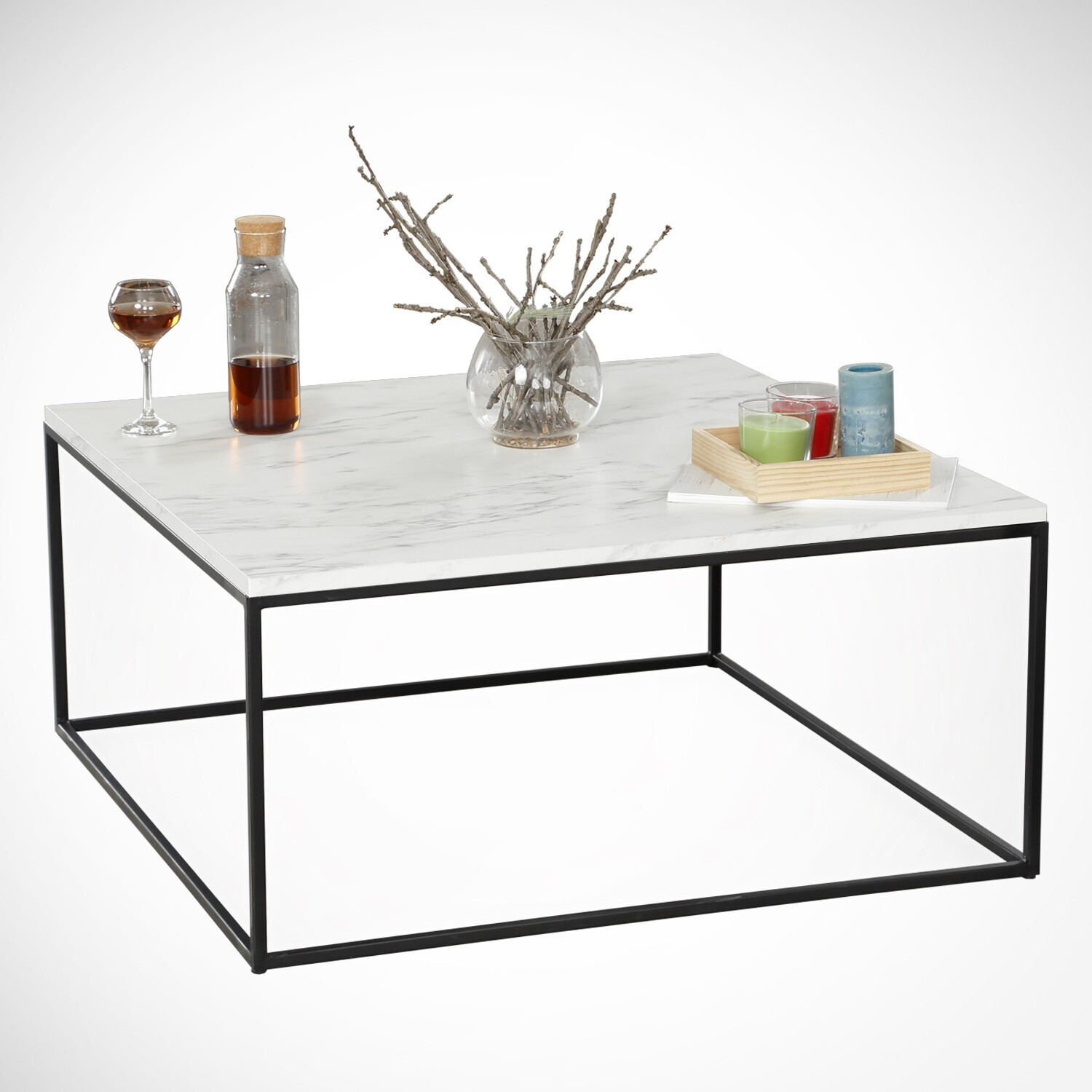Skye Decor Poly-Marmo salontafel wit melamine-spaanplaat H x B x D: 75 x 75 x 43 cm