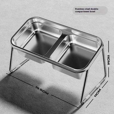Friendly Fresh Finds Stainless Steel Anti Tip Pet Food & Water Bowl For Cats & Dogs Double Grain Bowls b