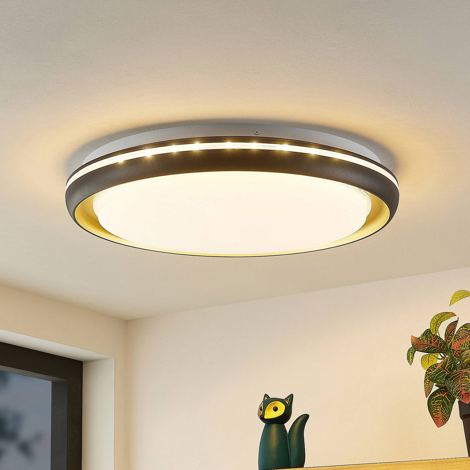 Lindby Melchioris LED-plafondlamp, modern, blauw, dimbaar