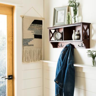 "SAFAVIEH Freya 12-Inch Hanging Wood Wall Rack, Cherry - 28"" x 5.9"" x 12"""