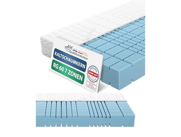 AM Qualitätsmatratzen Premium 7 Zonen Kaltschaummatratze 100x200 H2 - Made in Germany - Oeko TEX zertifizierte Matratze Kaltschaum 100x200-19 cm Hoch - Ergonomische Matratze 100x200cm