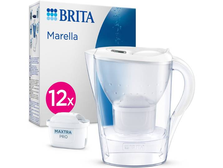 BRITA - Waterfilterkan - Marella Cool - 2\,4L - Wit - incl. 12 MAXTRA PRO ALL-IN-1 waterfilterpatronen - Voordeelverpakking