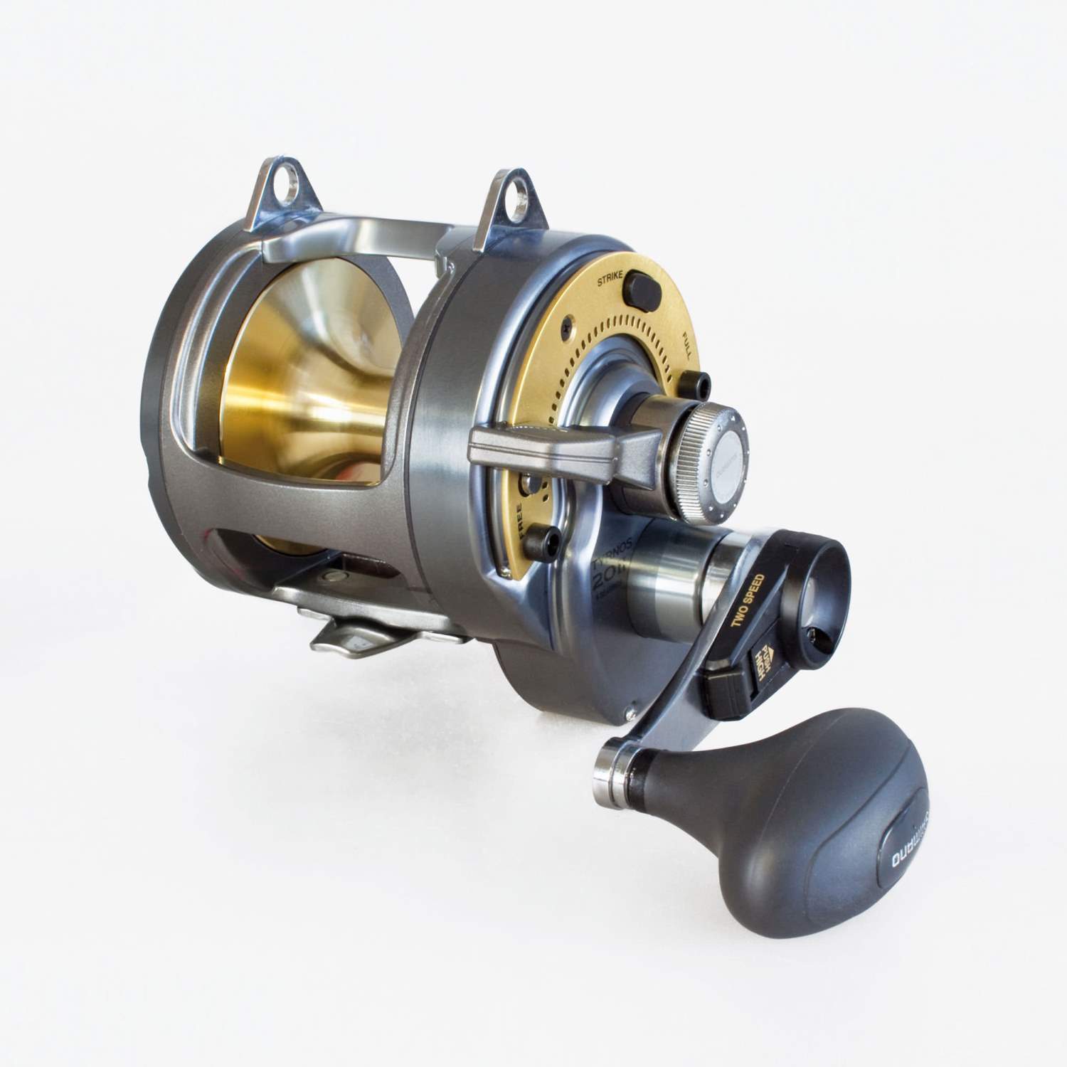 Shimano Tyrnos 2-Speed 20 LBS Multirolle mit Schiebebremse (2 Gang), 410m/ 0,30mm - 5,00:1 - 1110g