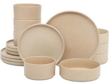 Gibson Elite Tatum Premium Porcelain Matte Reactive Glaze 16 Piece (Service for 4) tackable Dishes Ceramic Dinnerware
