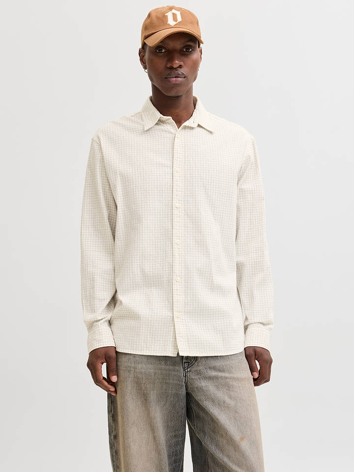 Jack & Jones Hemd "Seersucker" - Regular fit - in Beige - XL