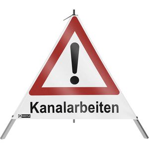 SafetyMarking Faltsignal Gefahrenstelle VZ101, Kanalarbeiten, tagesleuchtend, Schenkellänge 70 cm