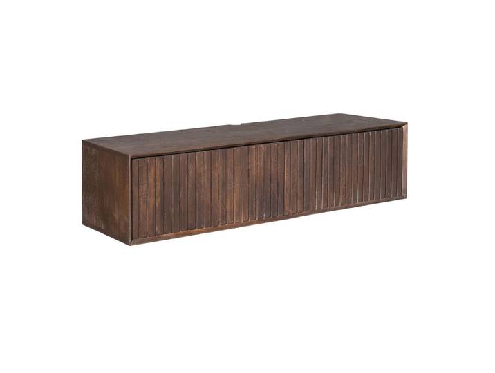 Villa Möbel TV-Board Dimora (TV Möbel, 1 St., 1 St. TV Möbel), Schwebendes TV-Board (Mangoholz) mit Lamellen und Tipp-Öffnung