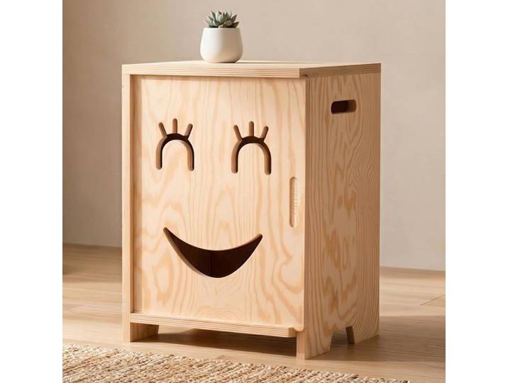 smartwood Table de Chevet Enfant KAPI 3P Contreplaqué de Pin Certifié FSC Montage Facile