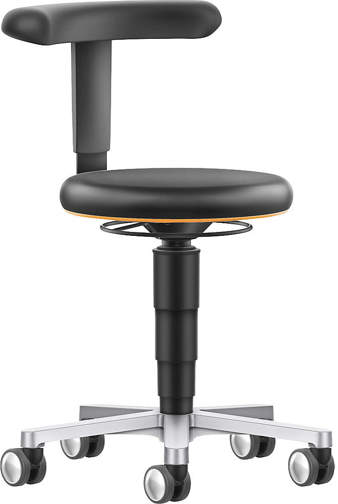 Labor-Sitzmobil mit Flexstütze, mit Rollen, höhenverstellbar, Farbring orange bimos