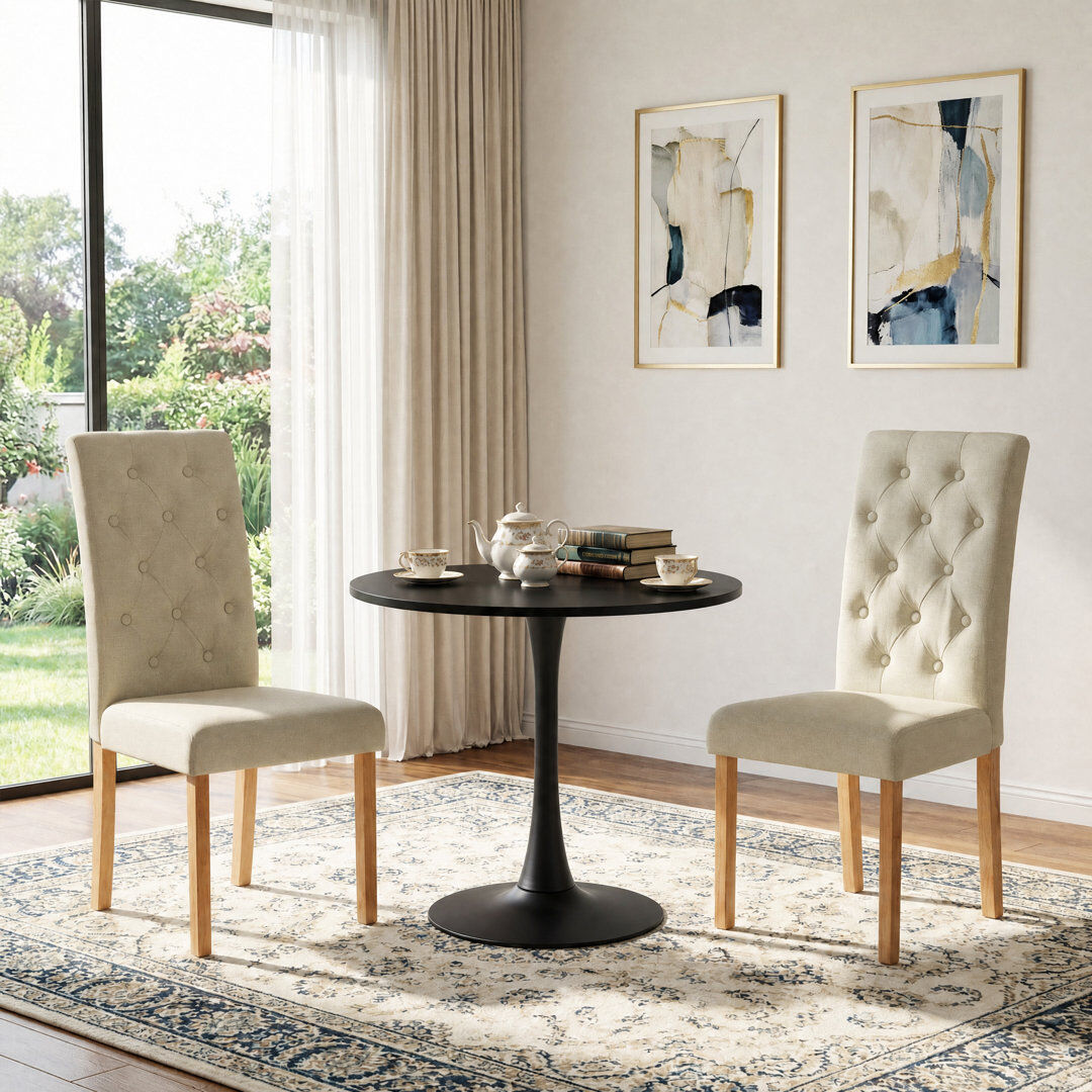 Norden Home Highback Upholstered Dining Chairs With Wood Legs Natural Wood 98cm H X 44cm W X 48cm D