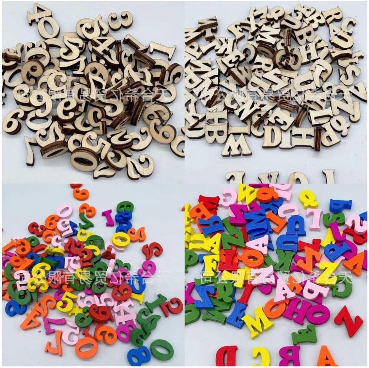 Houten Alfabet Cijfers en Letters - 400 stuks - Multicolor