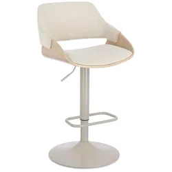 Barhocker Roxanne aus Stoff, modern und drehbar, höhenverstellbar in Beige Moon, mit Fußstütze