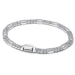 Pandora 594227C01 Damenarmband Silber Ovale Panzerkette mit Zirkonia, 18 cm