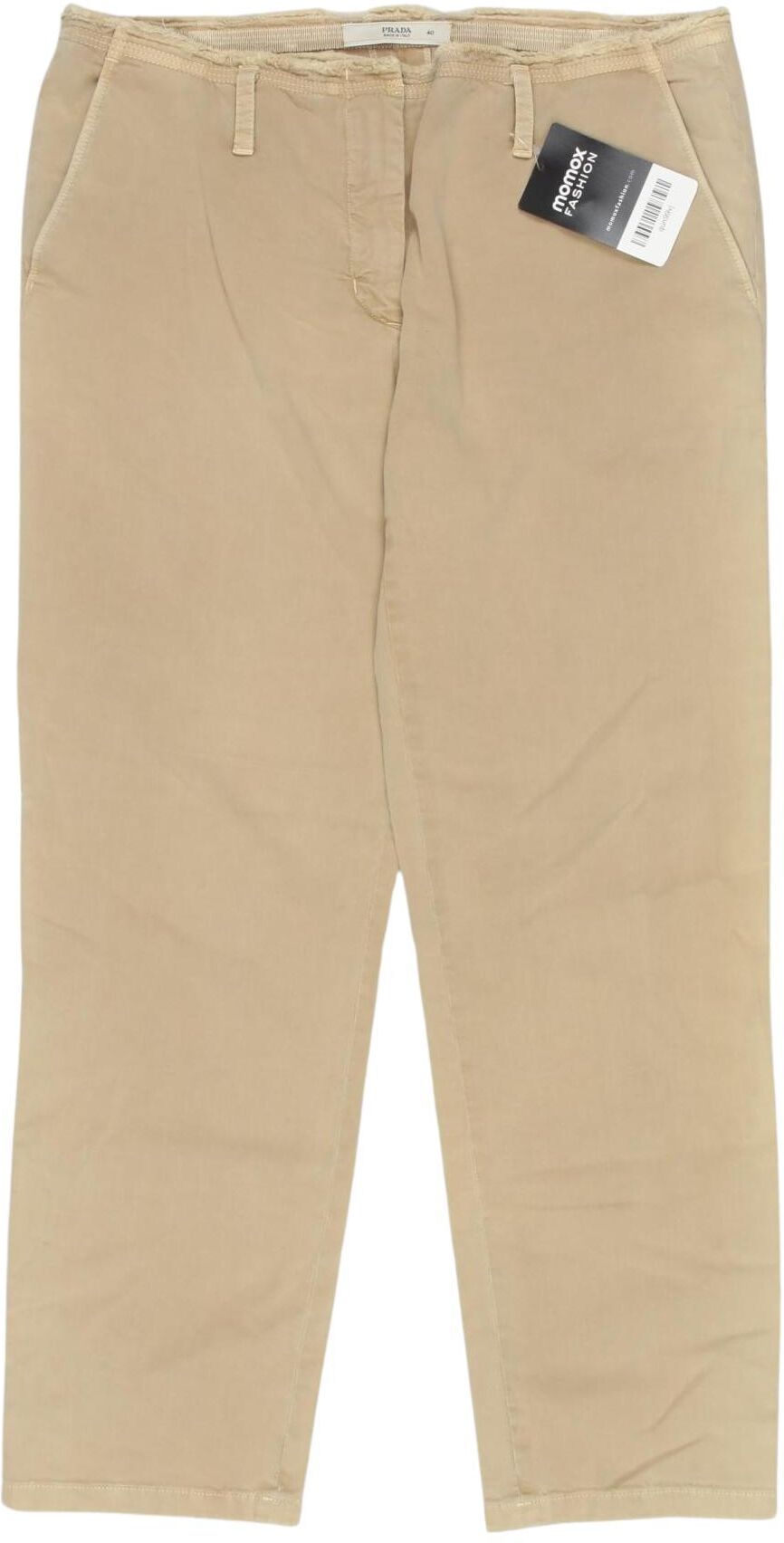Prada Damen Stoffhose, Beige, Gr. EU 34 (IT 40), Baumwolle / Elasthan - Second Hand