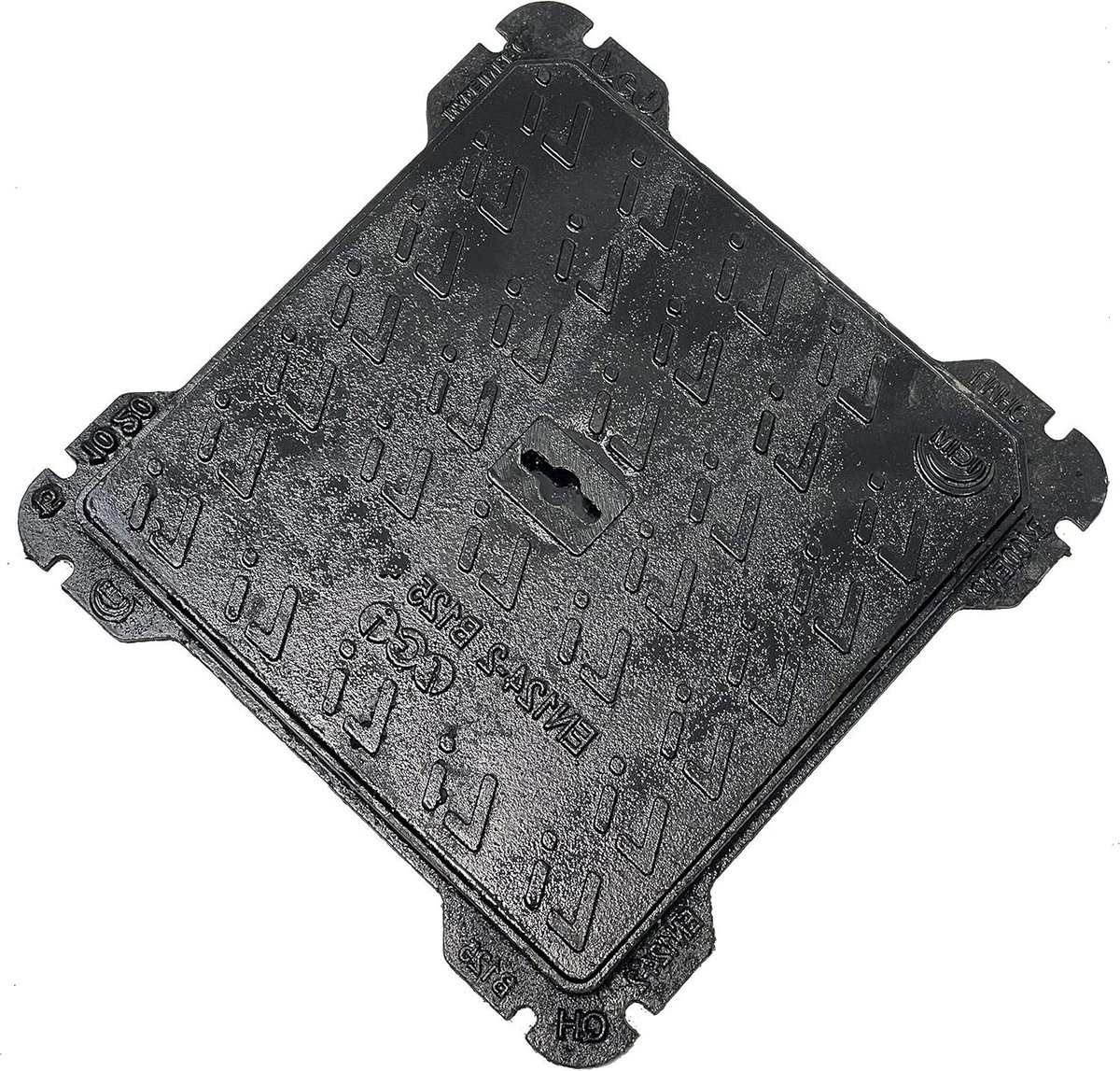 Zwart Schachtdeksel van Mineral Cast - Putdeksel met Frame - Klasse B125 - 40 x 40 cm