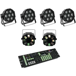 EUROLITE Set 4x LED SLS-7 HCL Floor + 2x LED FE-700 + DMX LED Color Chief Controller