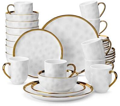 LOVECASA Gold Aura Glossy Porcelain Dinnerware Set