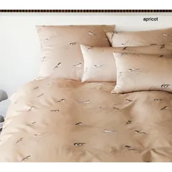 Elegante Mako-Satin Bettwäsche Spätzchen - 135x200 cm + 40x80 cm	apricot