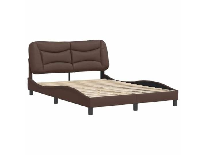 KTHLBRH Bettgestell Hvar Braun 120 x 200 cm Kunstleder Inklusive Lattenrost, gepolstertes Kopfteil, leicht zu reinigen, gewelltes Design