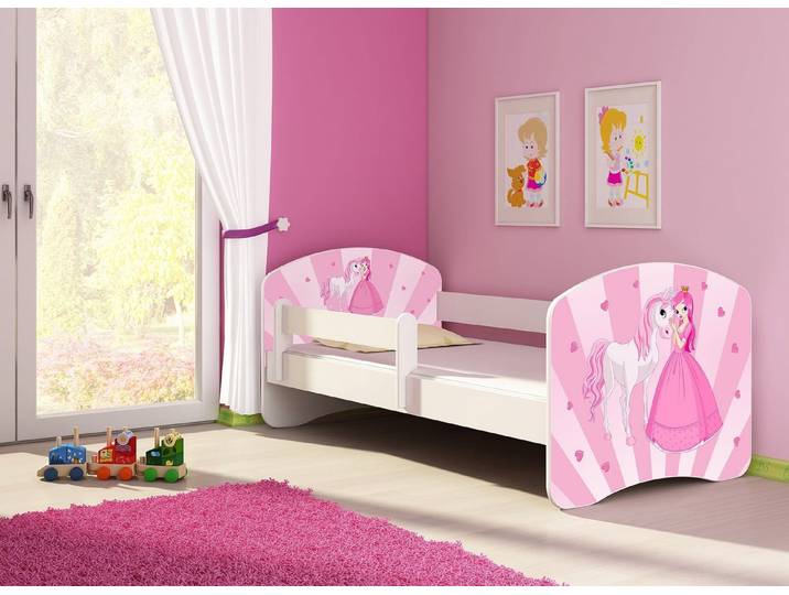 Clamaro Kinderbett (Kinderbett, Babybett 70x140, 80x160, 80x180cm Juniorbett, Kind, Motiv, Schublade CLAMARO)