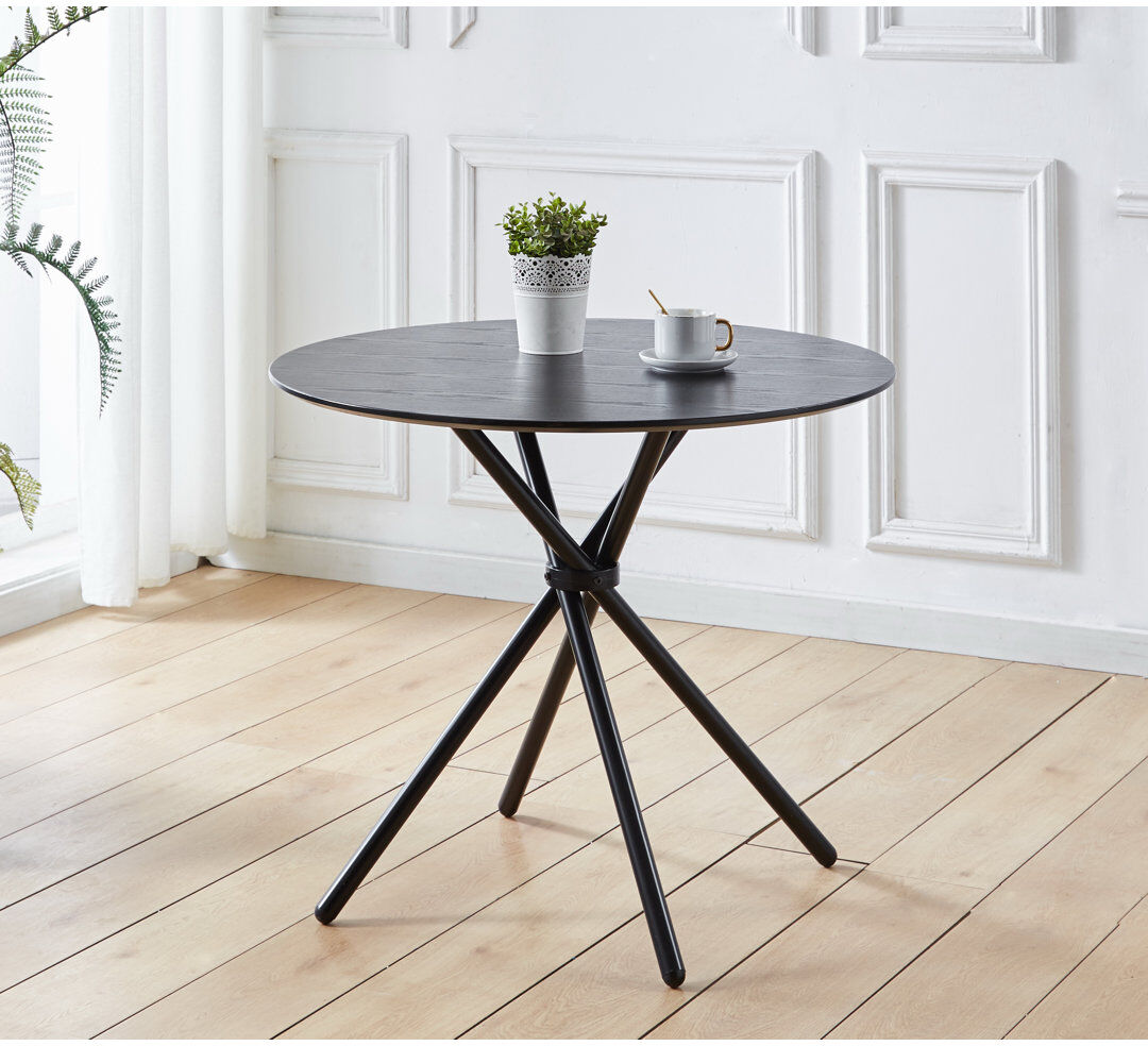 George Oliver Mose Round with Iron Base Dining Table Black