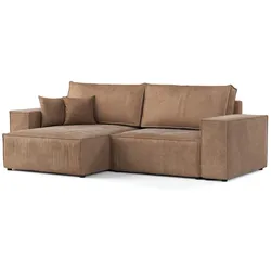 ECKSOFA CAVO mit Schlaffunktion Braun im Wind Stoff