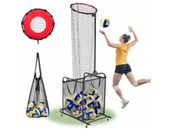 VEVOR Filet de volley-ball portable, équipement d'entraînement de volley-ball réglable en angle et hauteur avec chariot, roues, sac transport, filet cible intérieur/extérieur pour service des piques