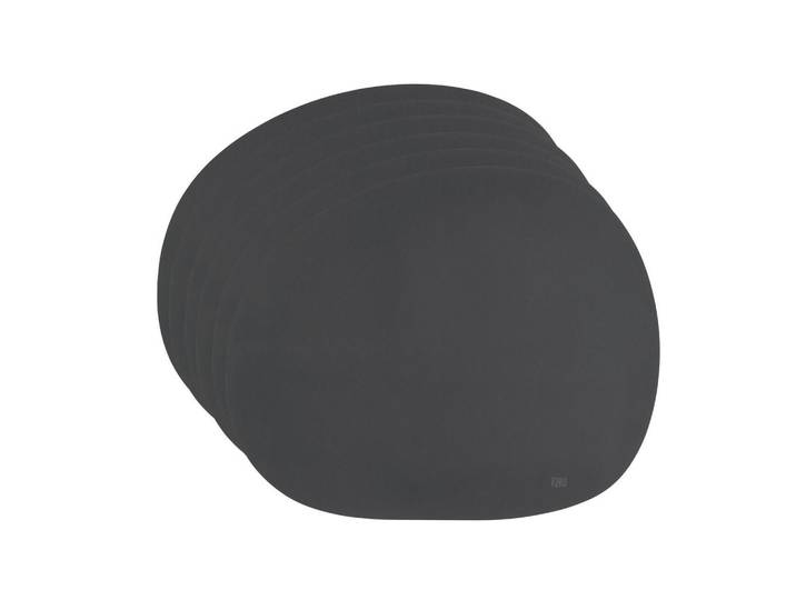 Aida Tischset Raw, Schwarz, Kunststoff, organisch, 33.5x41 cm, Heimtextilien, Wohntextilien, Tischwäsche, Tischsets