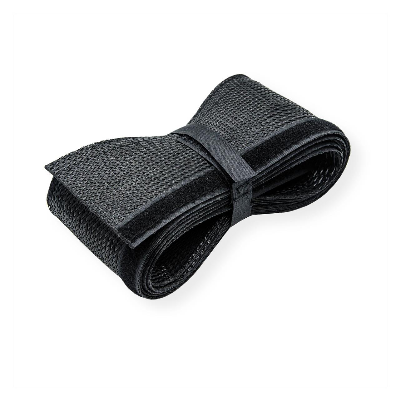 Roline PVC Gewebeschlauch für Kabelbündelung, schwarz, 2,5 m (Kabelschlauch, 250 cm) (19.08.3161)
